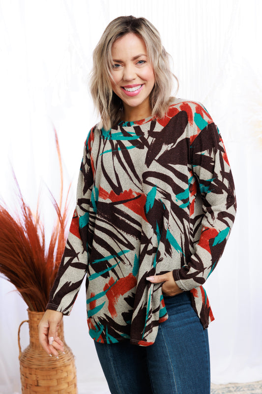 Sew In Love Abstract Floral Pullover