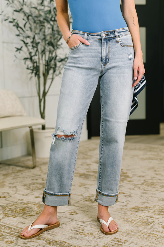 Alex Mid Rise Boyfriend Jean with Bandana Loop by Judy Blue