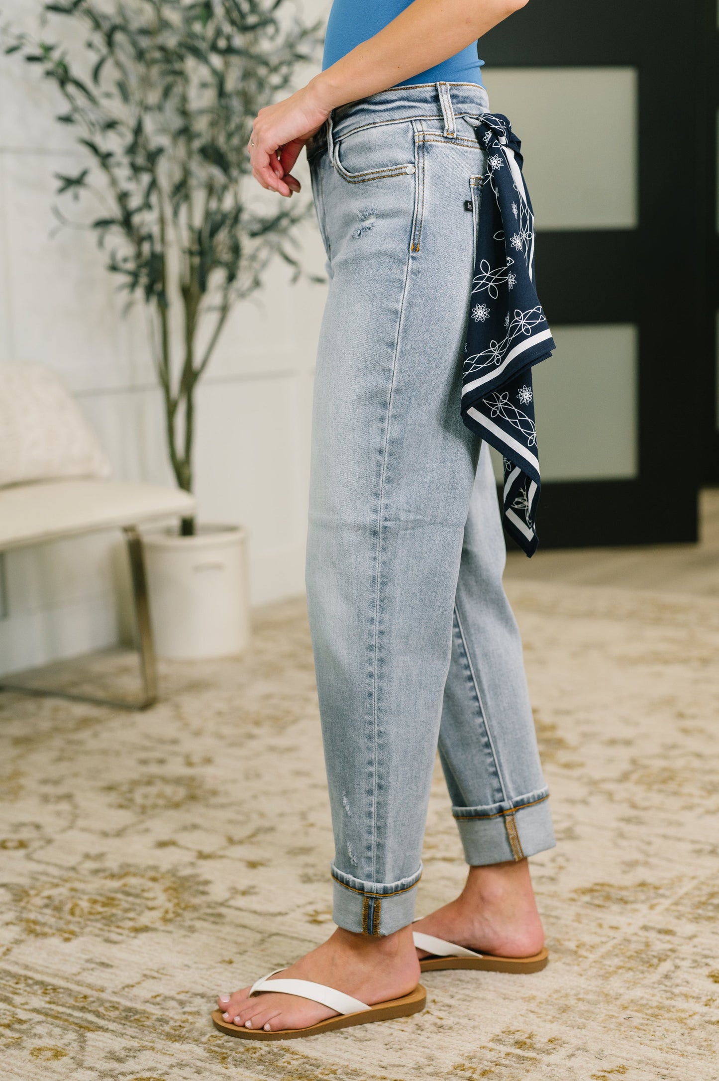 Alex Mid Rise Boyfriend Jean with Bandana Loop by Judy Blue