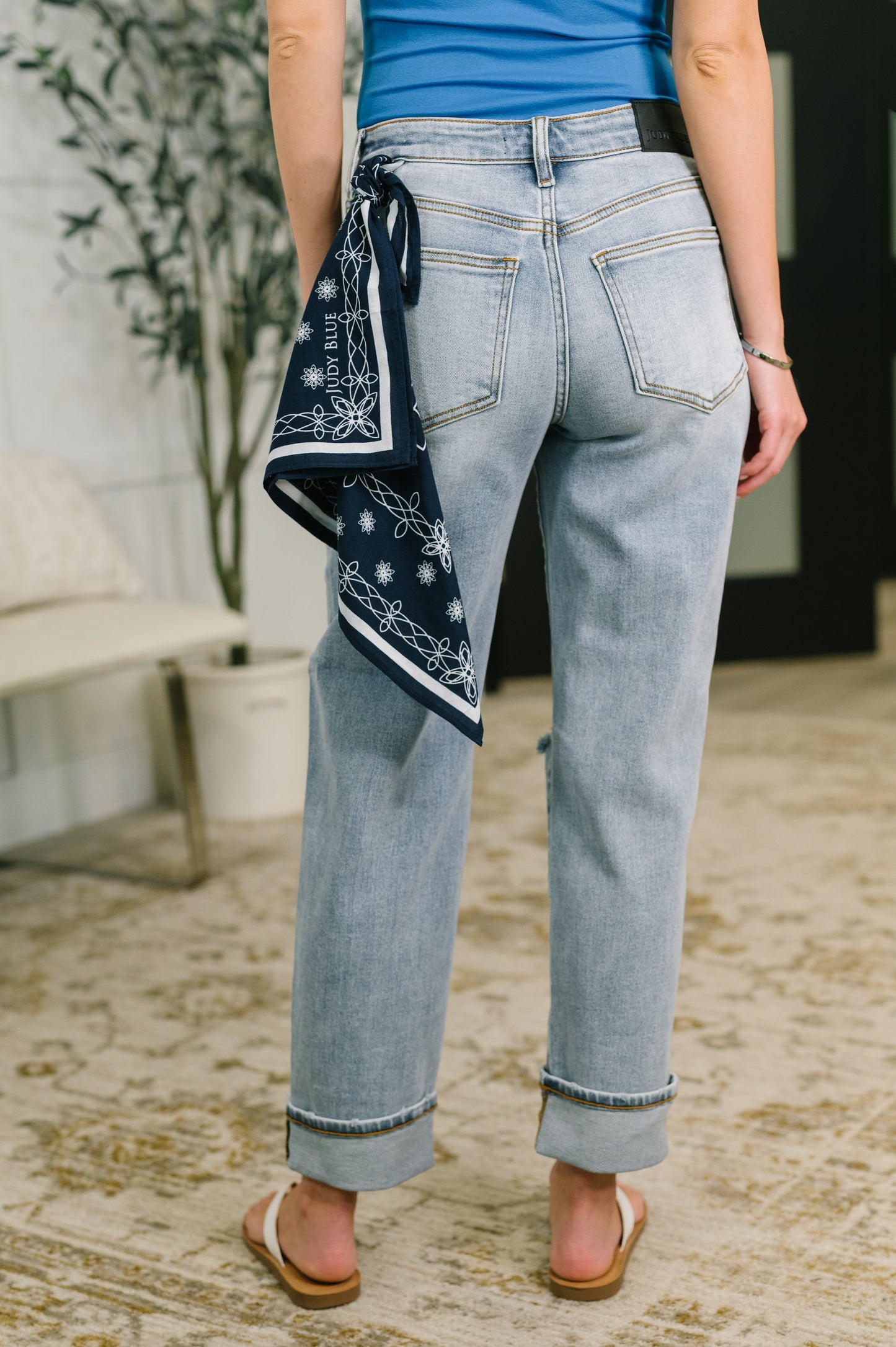 Alex Mid Rise Boyfriend Jean with Bandana Loop by Judy Blue