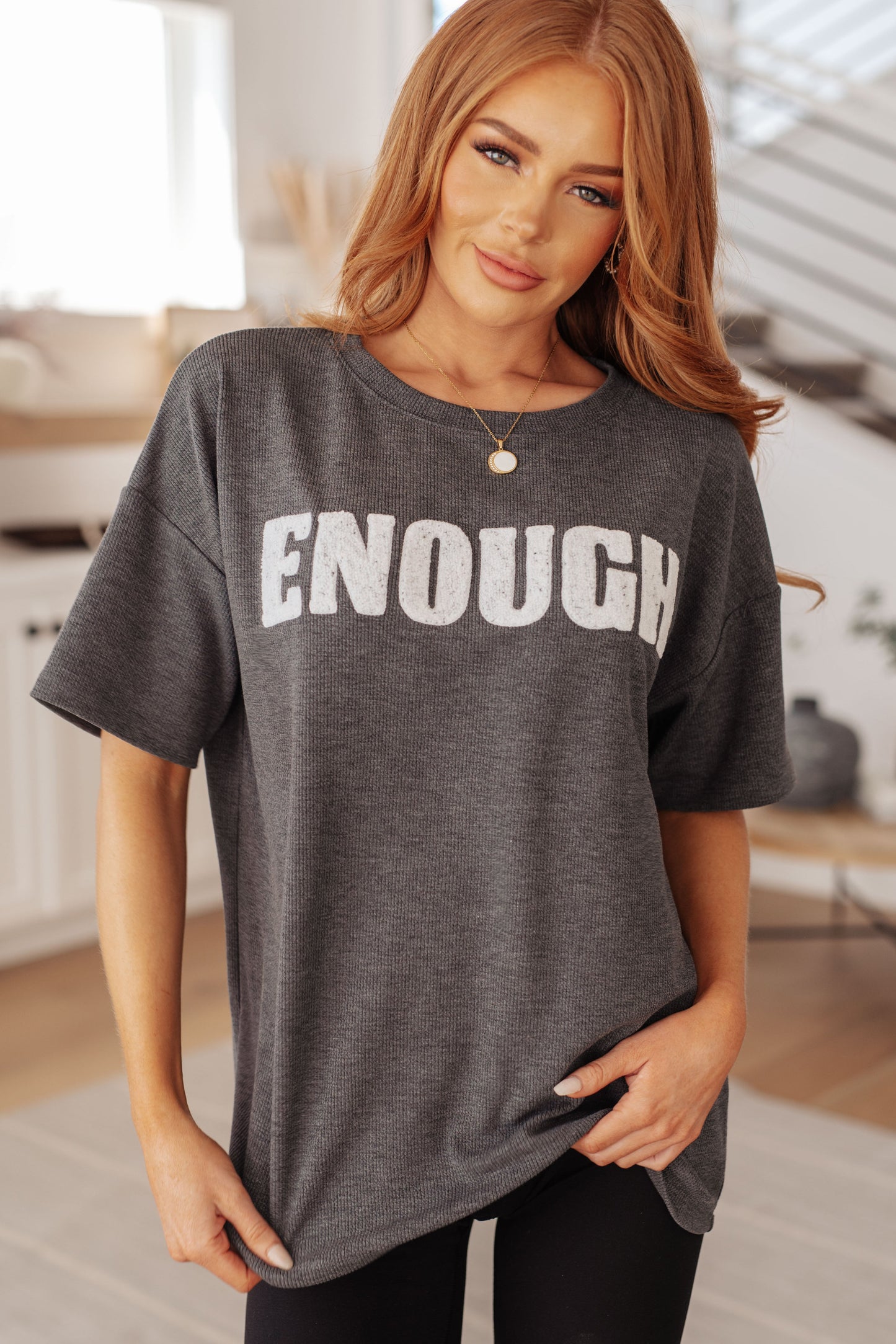 Haptics Always Enough Graphic Tee in Charcoal