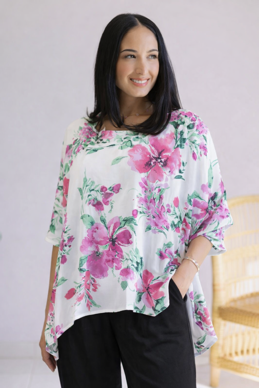 White Birch Botanical Bliss - Half Sleeve Top