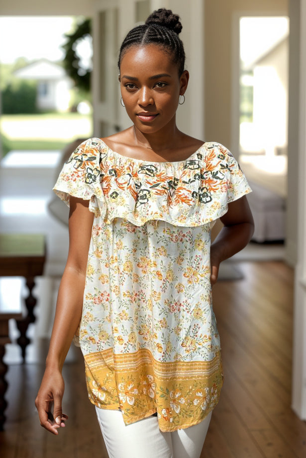 Davi & Dani Brightest Flower Embroidered Top