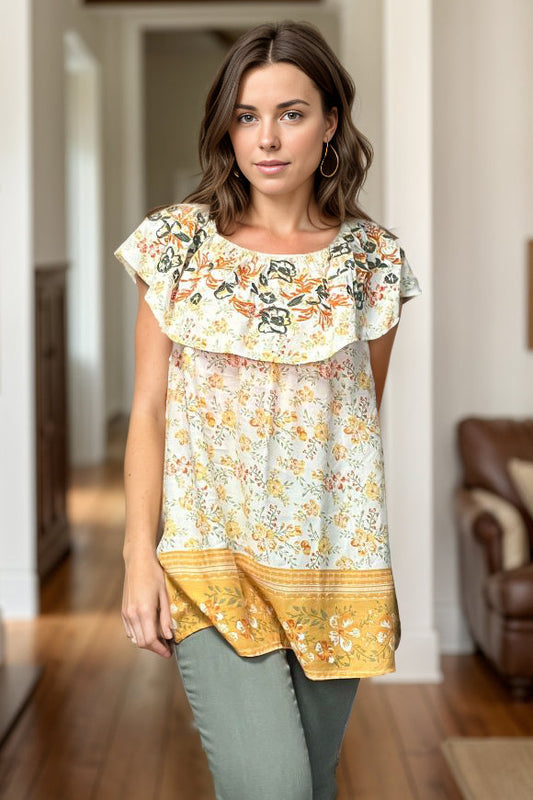 Davi & Dani Brightest Flower Embroidered Top