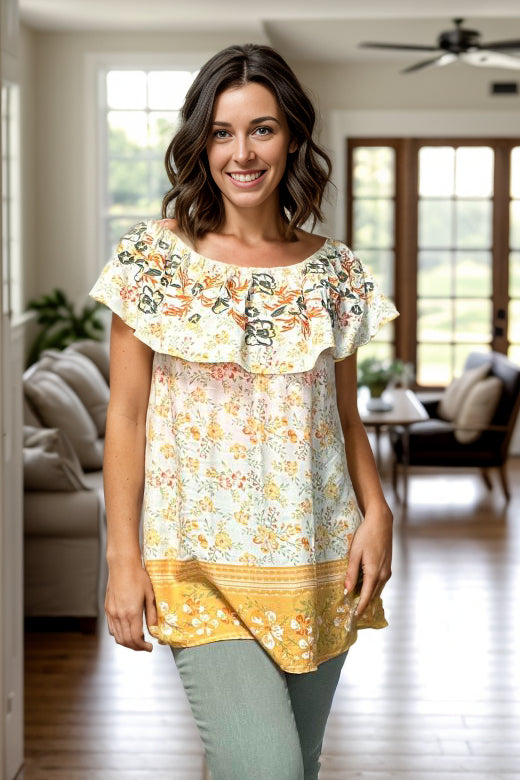 Davi & Dani Brightest Flower Embroidered Top