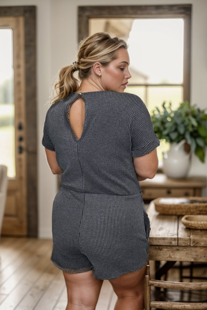 Heimish Catch a Good Time - Charcoal Romper