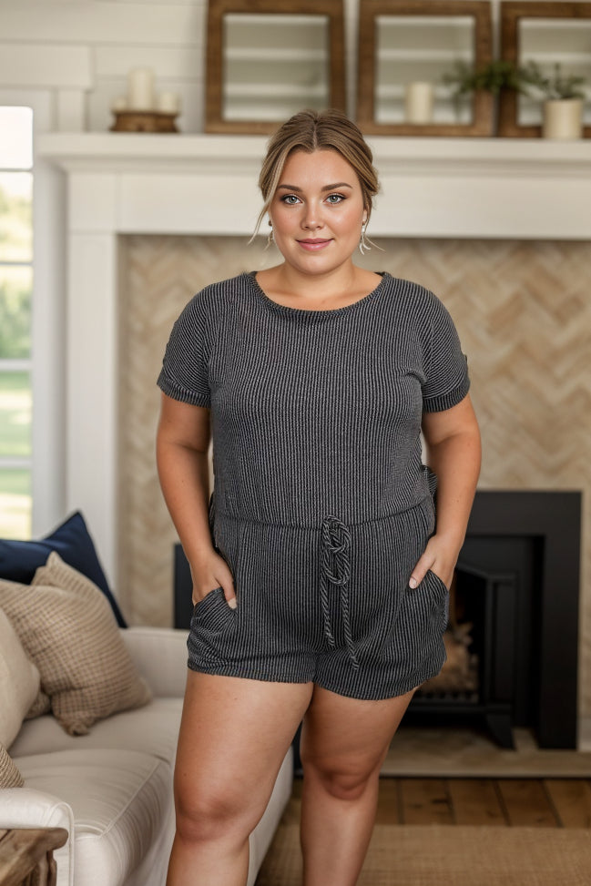 Heimish Catch a Good Time - Charcoal Romper