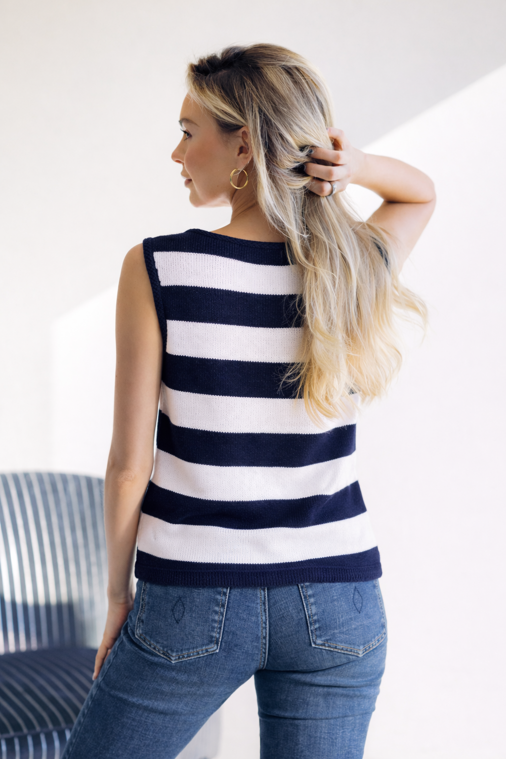 White Birch Coastal Stripes Vest