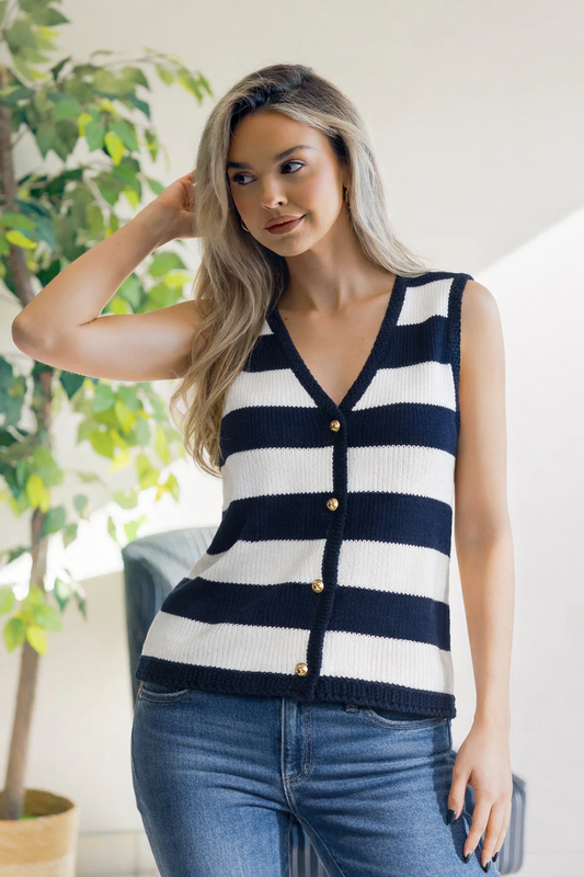 White Birch Coastal Stripes Vest