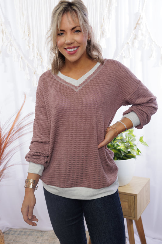 Heimish Cover Me In Mauve- Waffle Knit