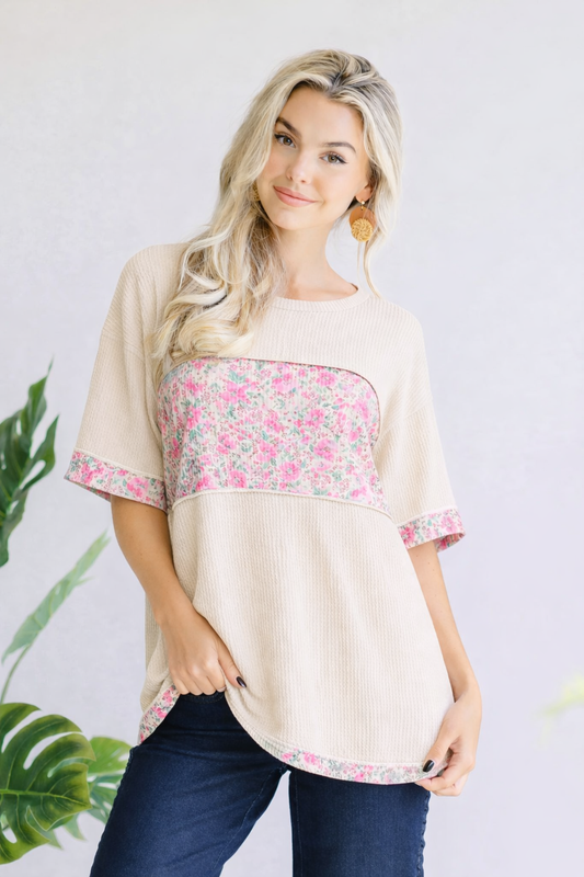 Heimish Cream Bloom Contrast Tee