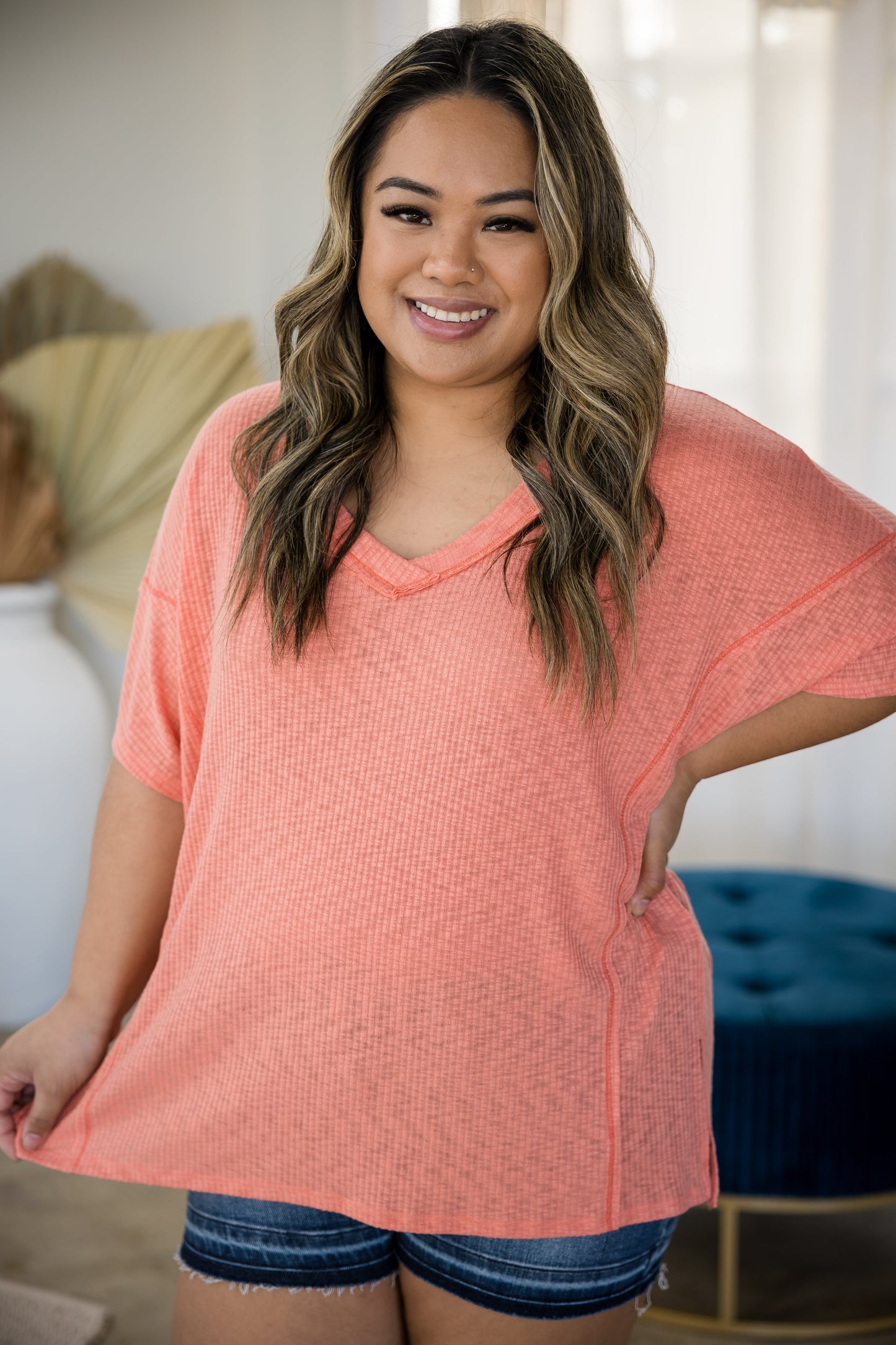 Shopin LA Cute In Coral - Short Sleeve