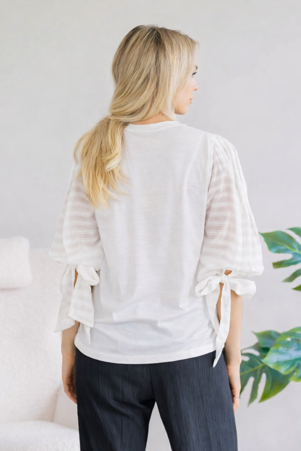Oddi Duchess Tie Sleeve Top
