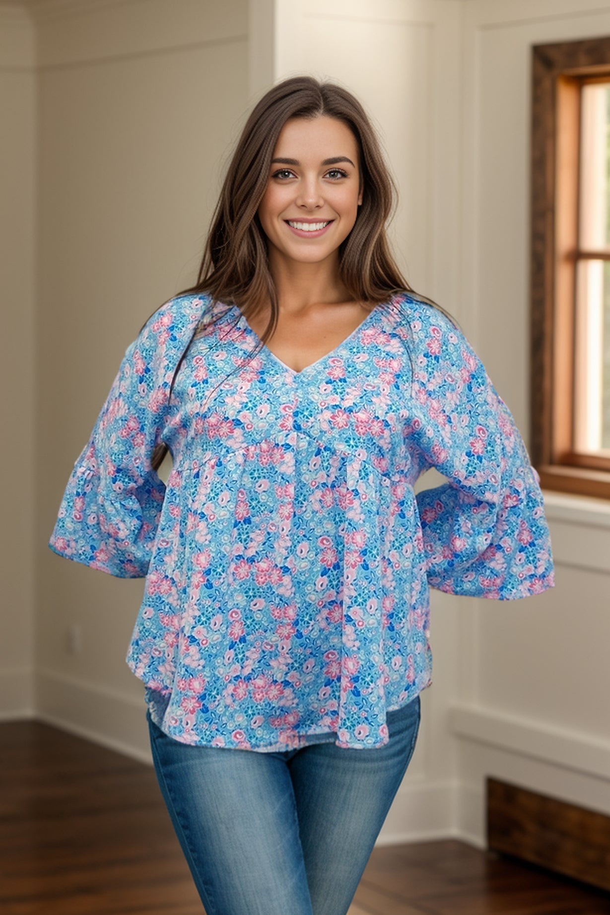 Floral Daydream 3/4 Sleeve Top