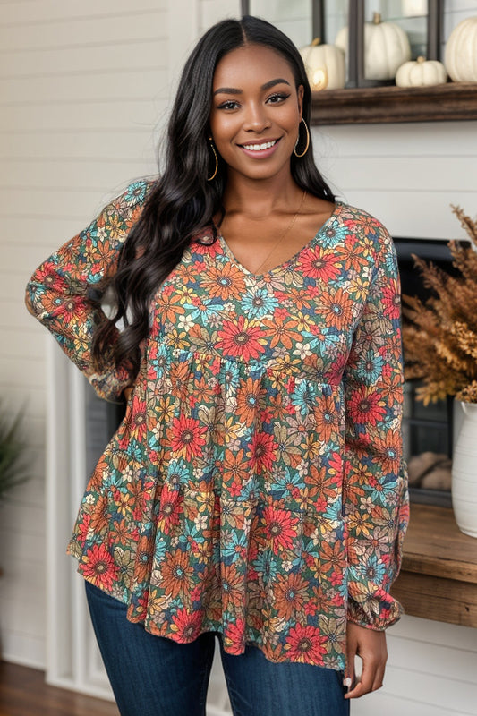 Heimish Freedom with Fall Floral - Waffle Knit