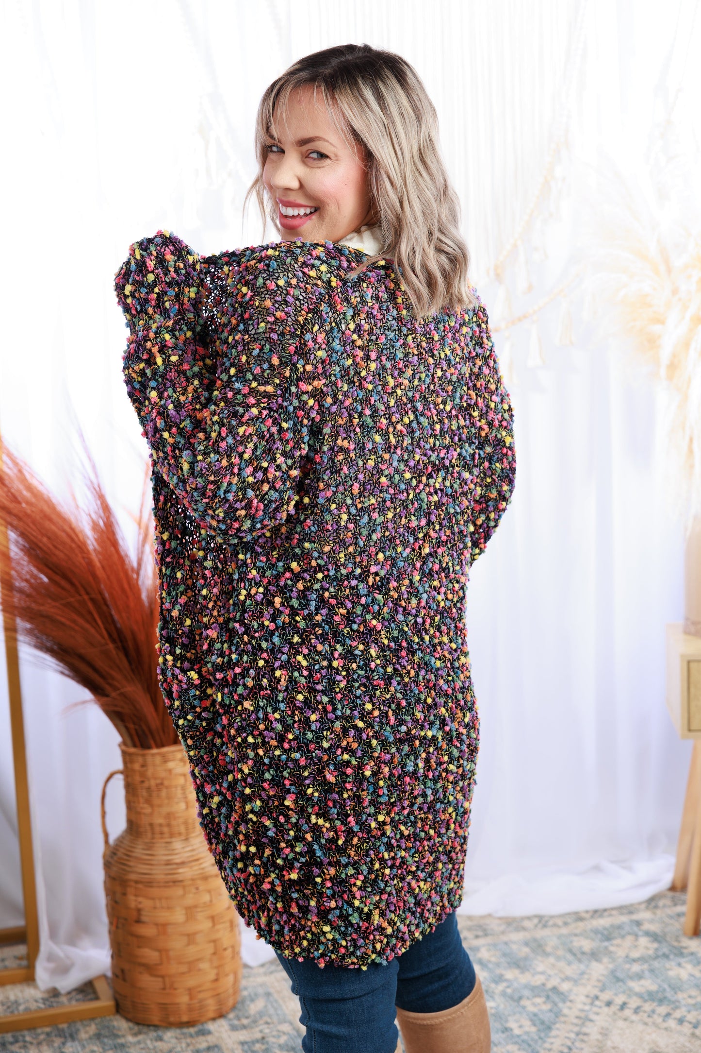 Haptics Funfetti Open Face Cardigan