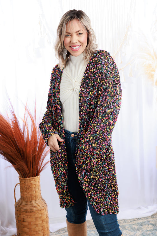 Haptics Funfetti Open Face Cardigan