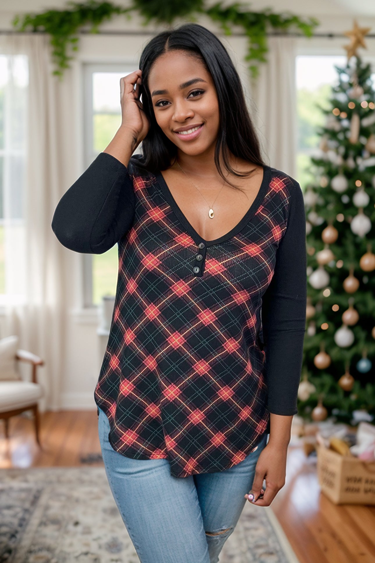 A. Gain Holly Jolly Plaid Pullover