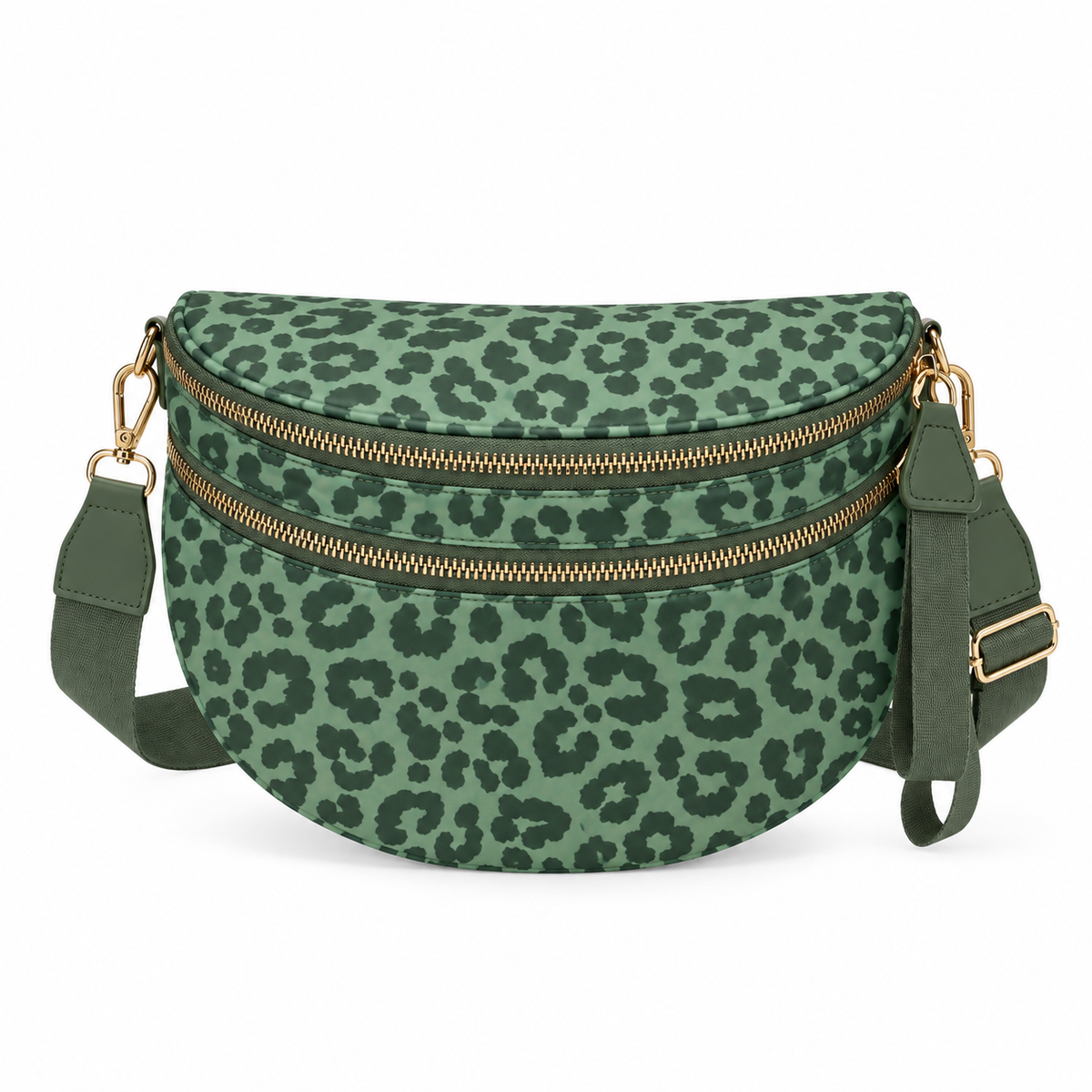 The Roni Nylon Crossbody - Animal Print Dark Green