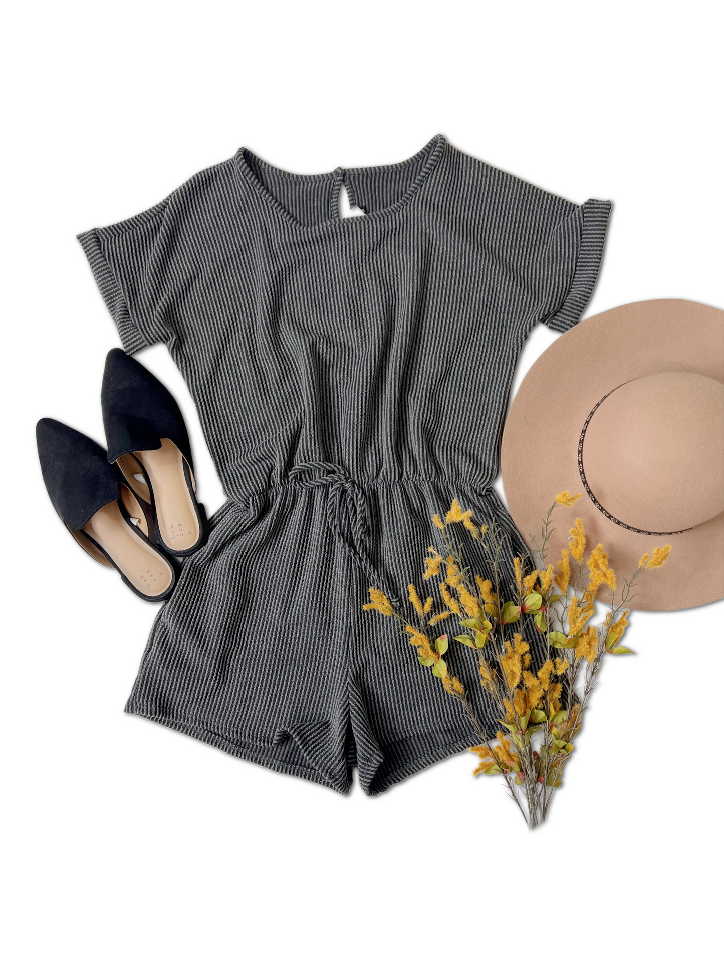 Heimish Catch a Good Time - Charcoal Romper