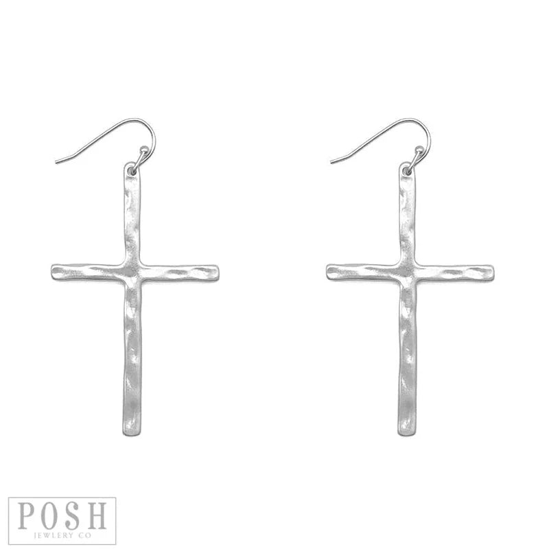 Posh Silver Cross Earrings 9PEO15