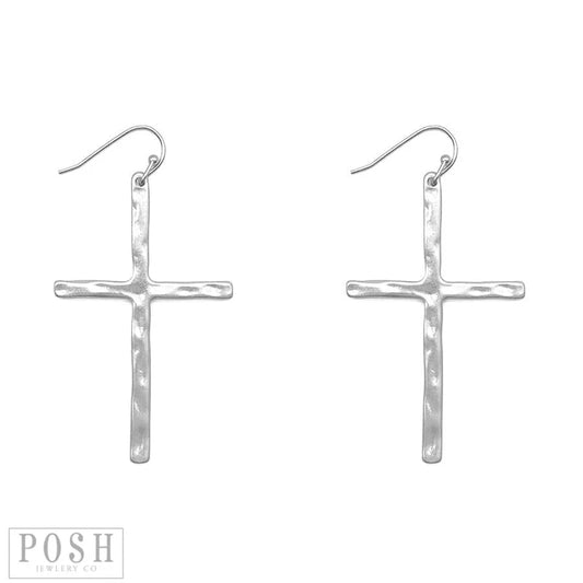 Posh Silver Cross Earrings 9PEO15