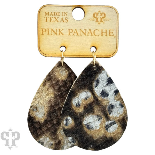 Pink Panache Snake Print Teardrop Earrings