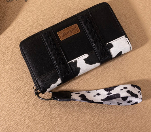 Wrangler Cow Print Wallet-Black