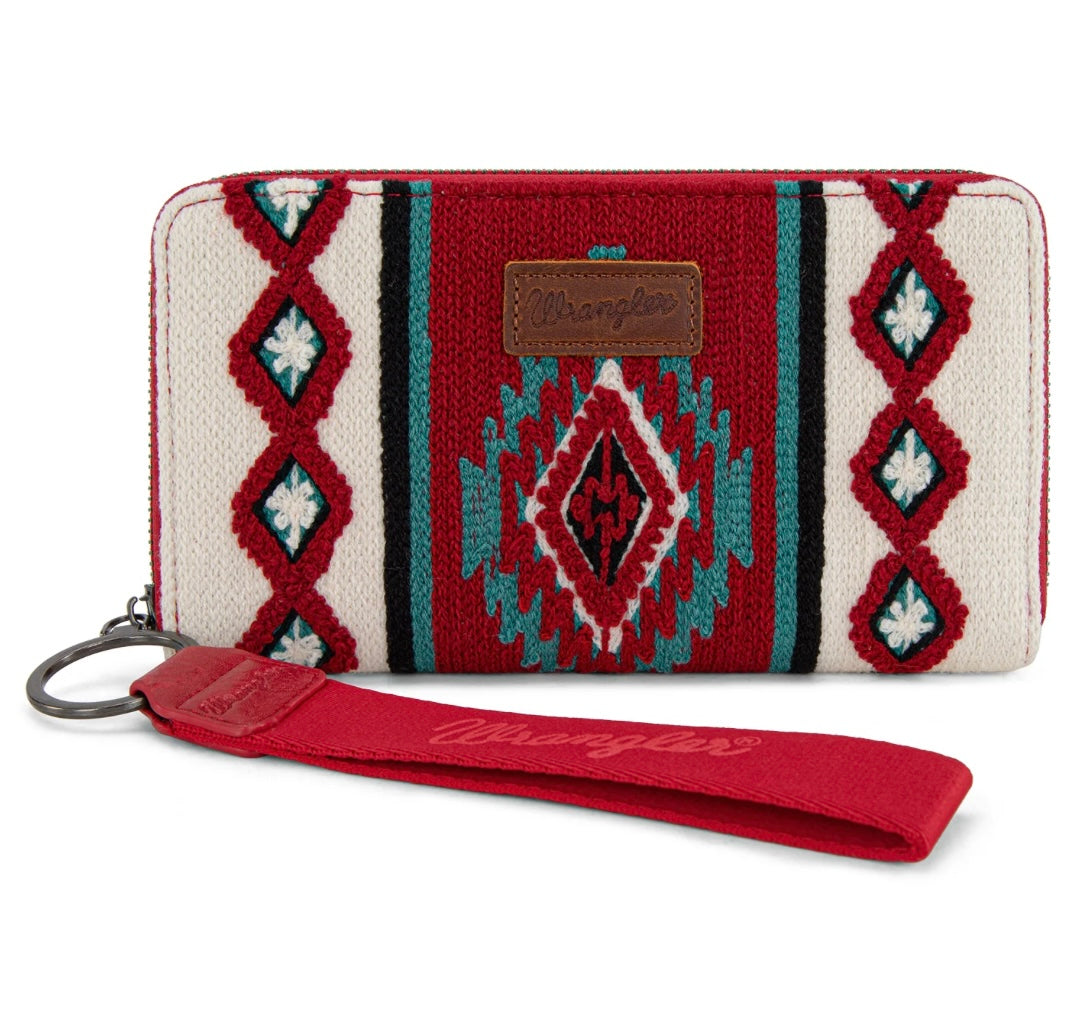 Wrangler Southwestern Knitted Wallet/Wristlet-Burgundy