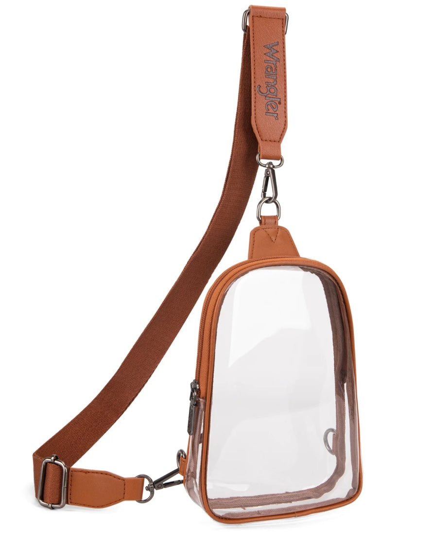 Wrangler Clear Sling Bag/Crossbody/Chest Bag-Brown