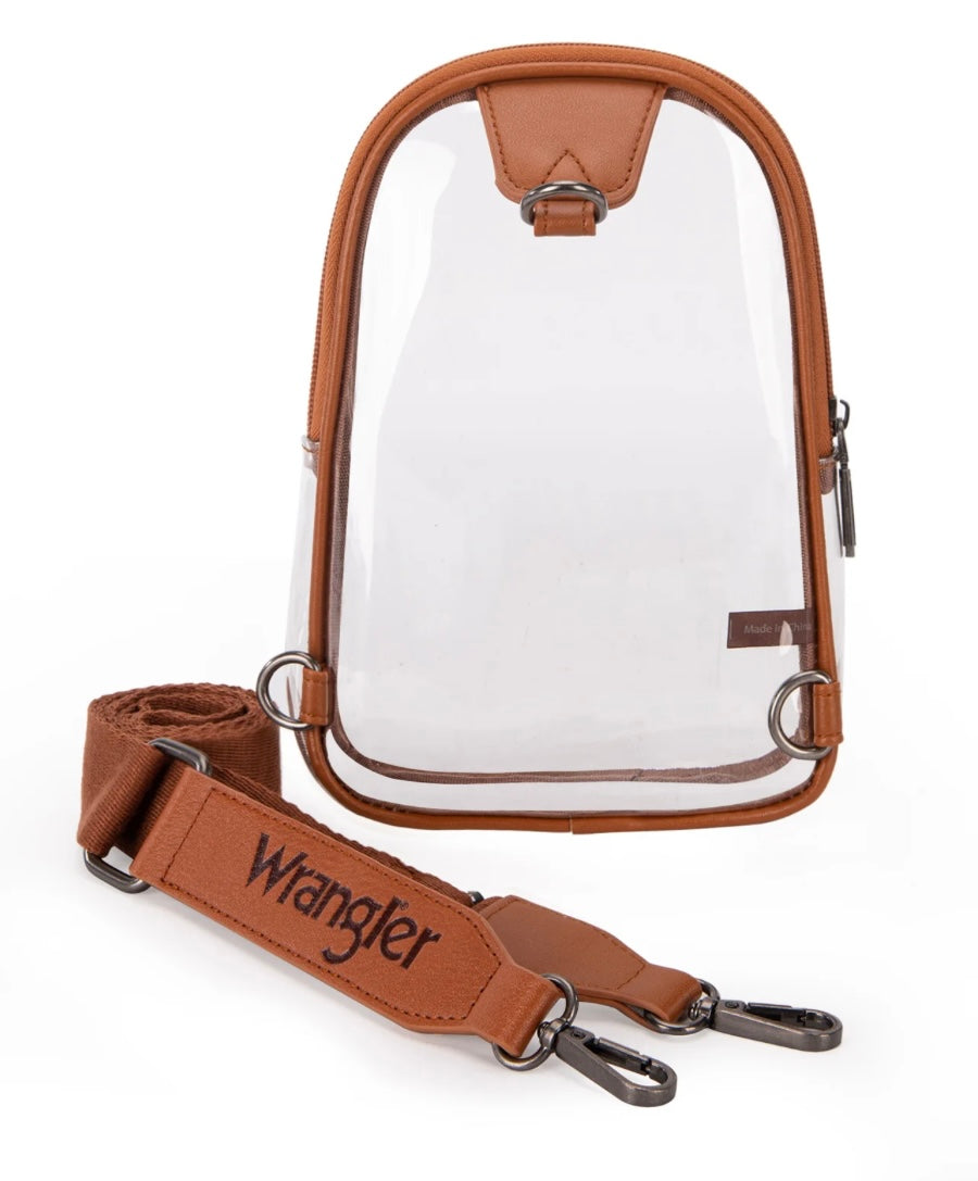 Wrangler Clear Sling Bag/Crossbody/Chest Bag-Brown