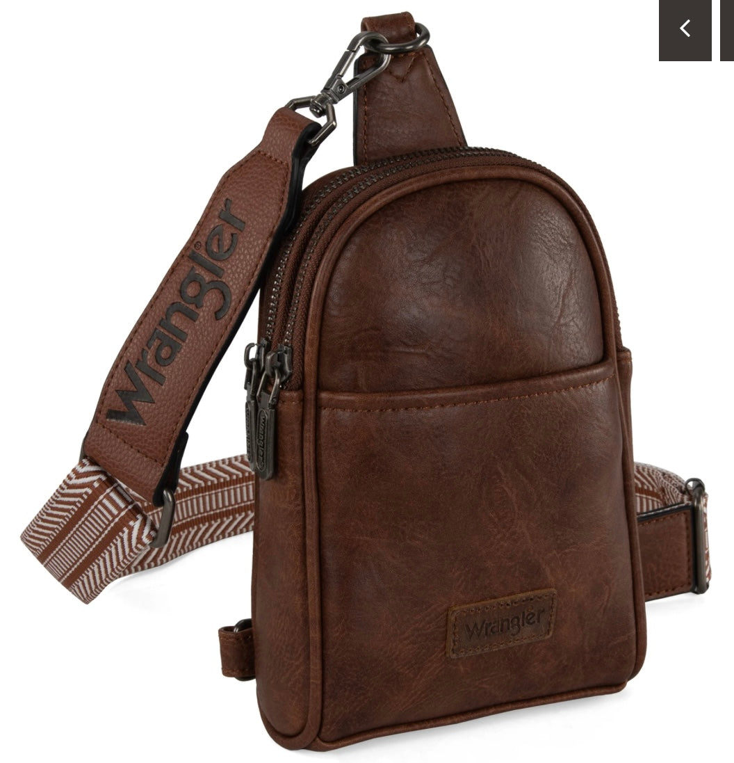 Wrangler Sling Bag/Crossbody/Chest Bag-Dark Brown