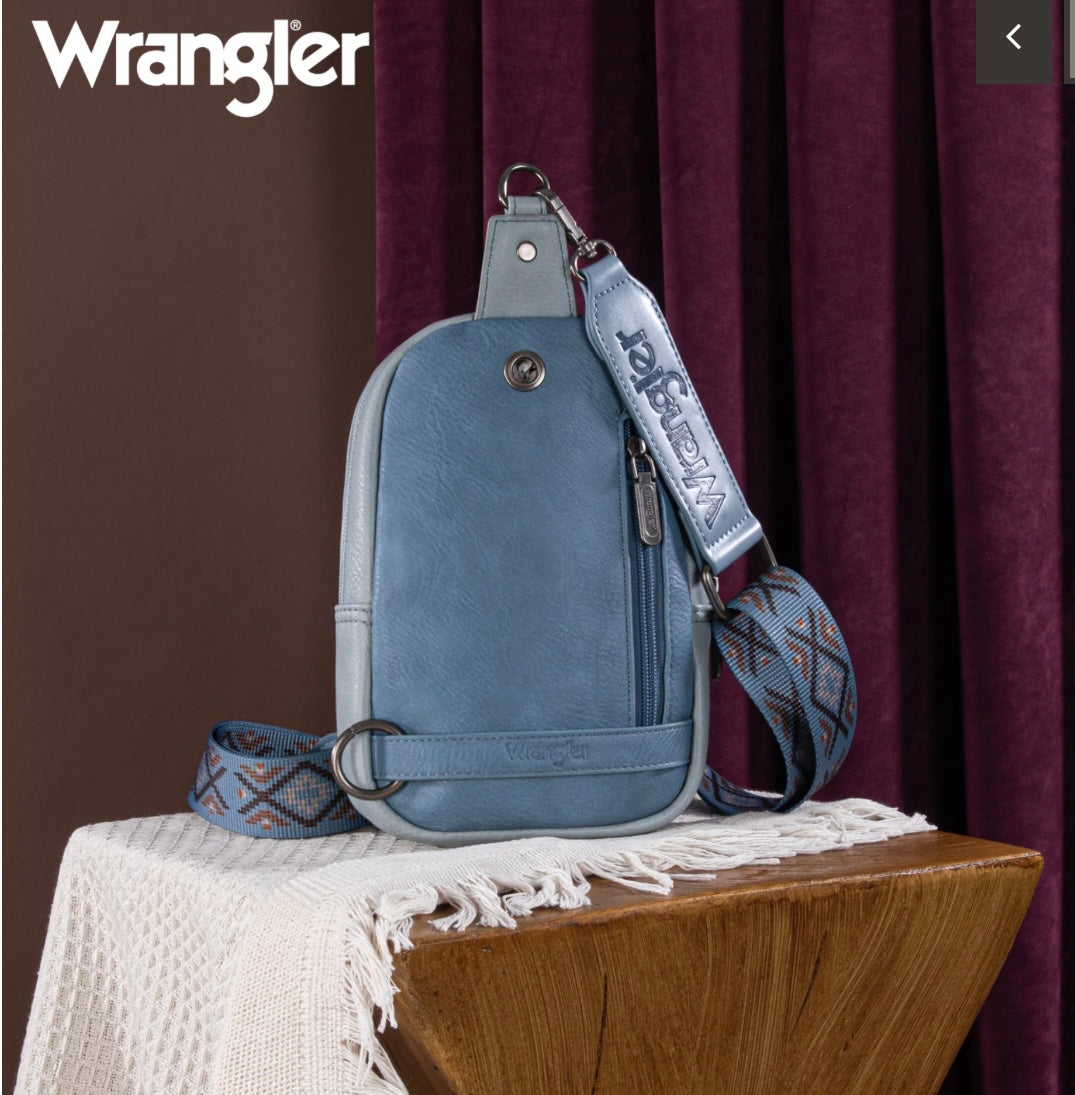 Wrangler Southwestern Embroidered Sling Bag-Jean