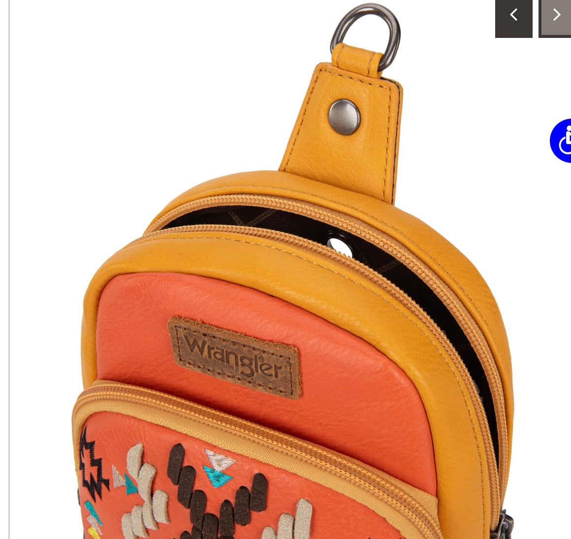 Wrangler Southwestern Embroidered Sling Bag-Orange