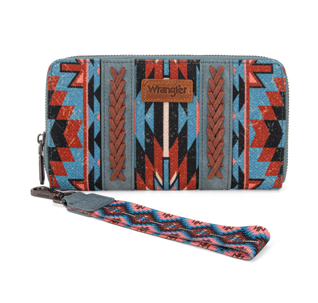 Wrangler Southwestern Art Print Wallet-Navy