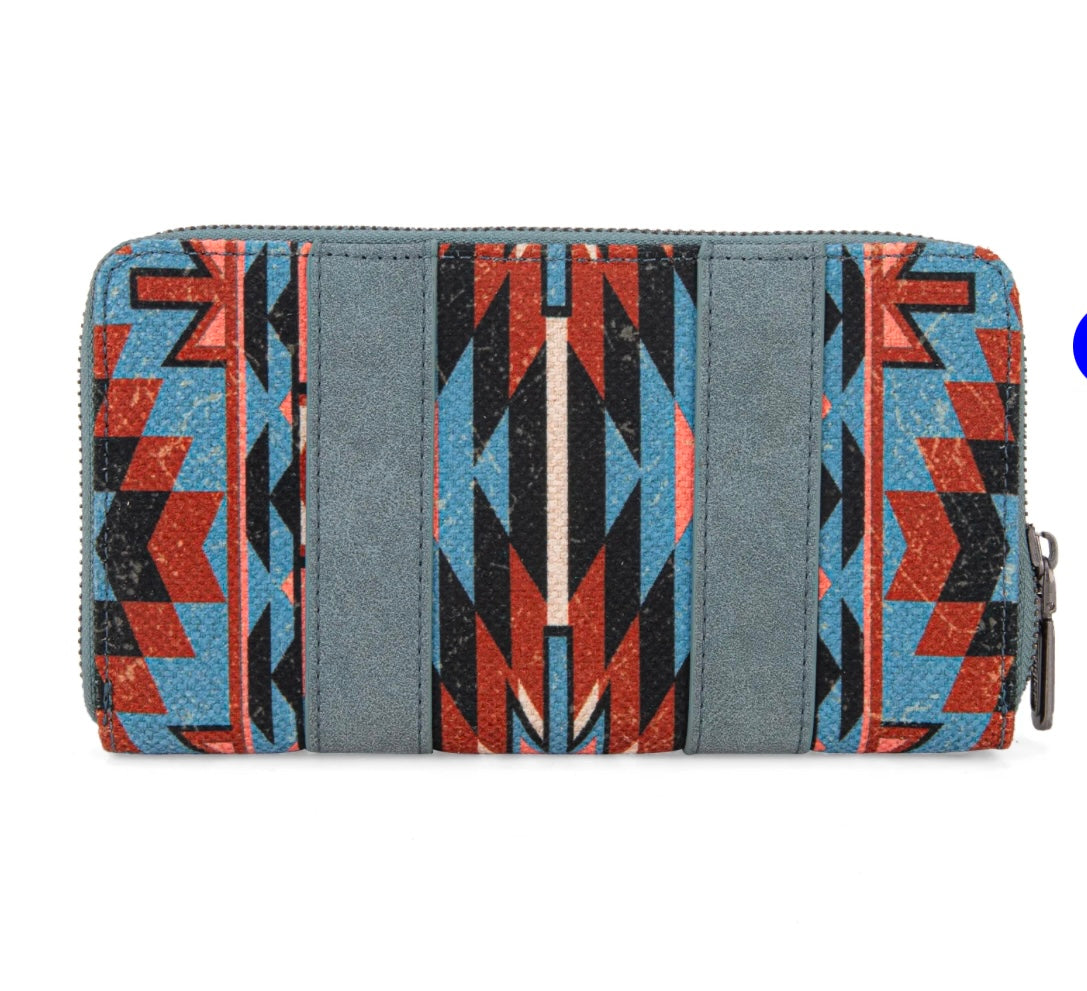 Wrangler Southwestern Art Print Wallet-Navy