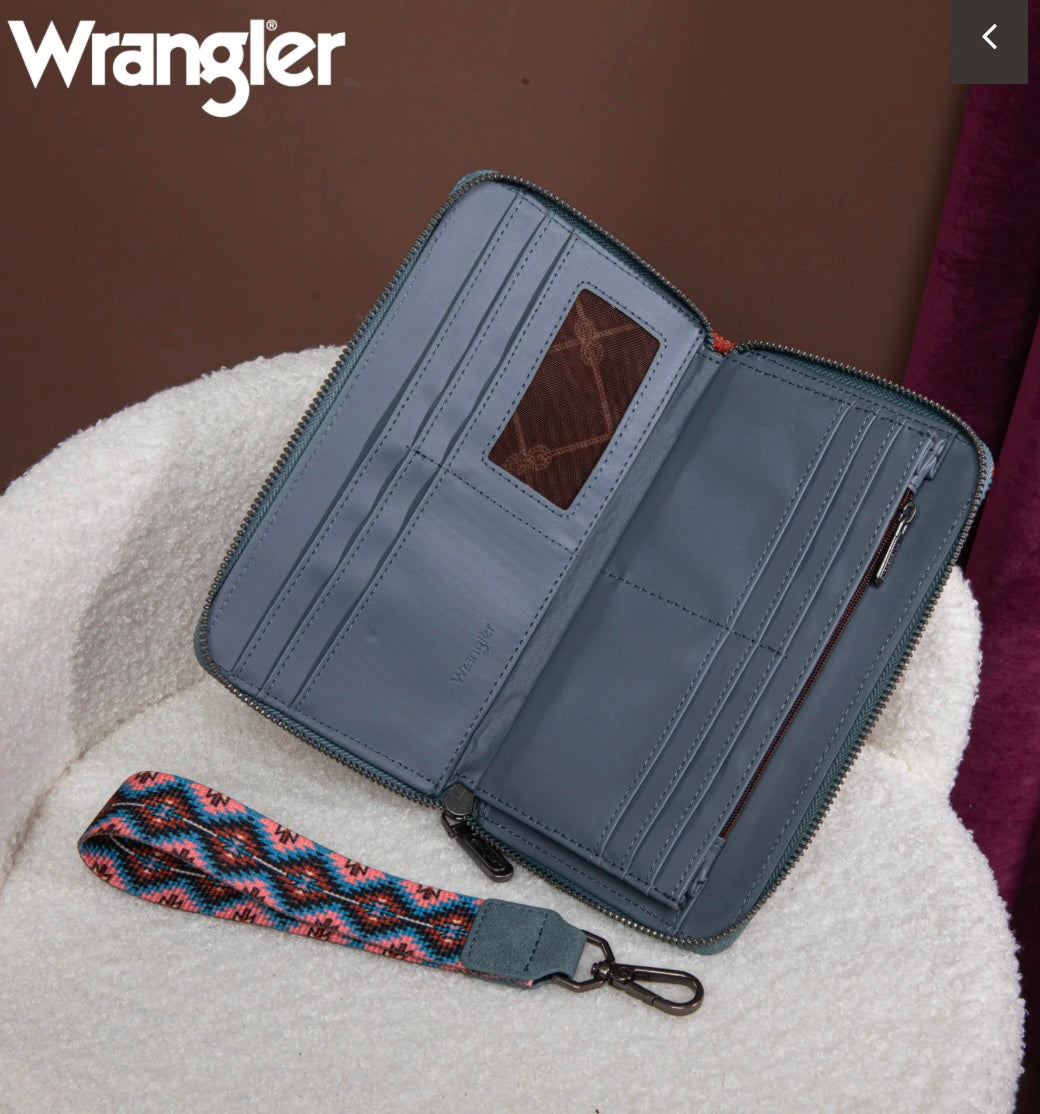 Wrangler Southwestern Art Print Wallet-Navy