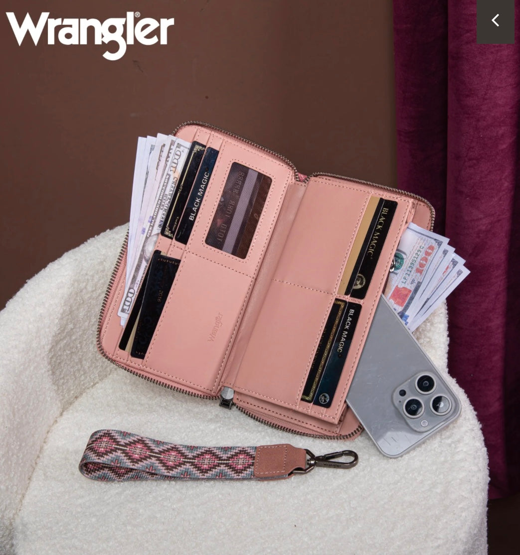 Wrangler Southwestern Art Print Wallet-Dark Pink