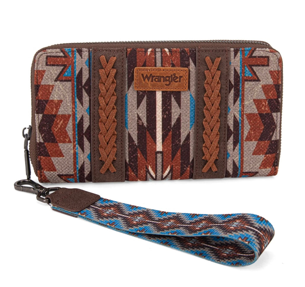 Wrangler Southwestern Art Print Wallet-Coffee