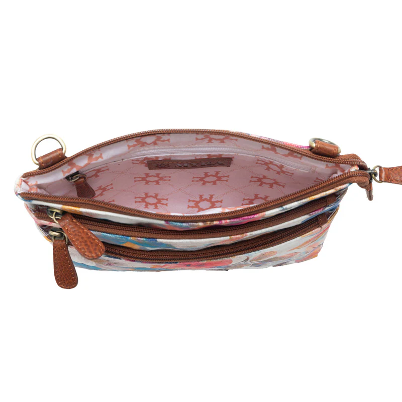 MYRA Maple Ridge Cotton & Leather Crossbody Bag in Painted Ivory