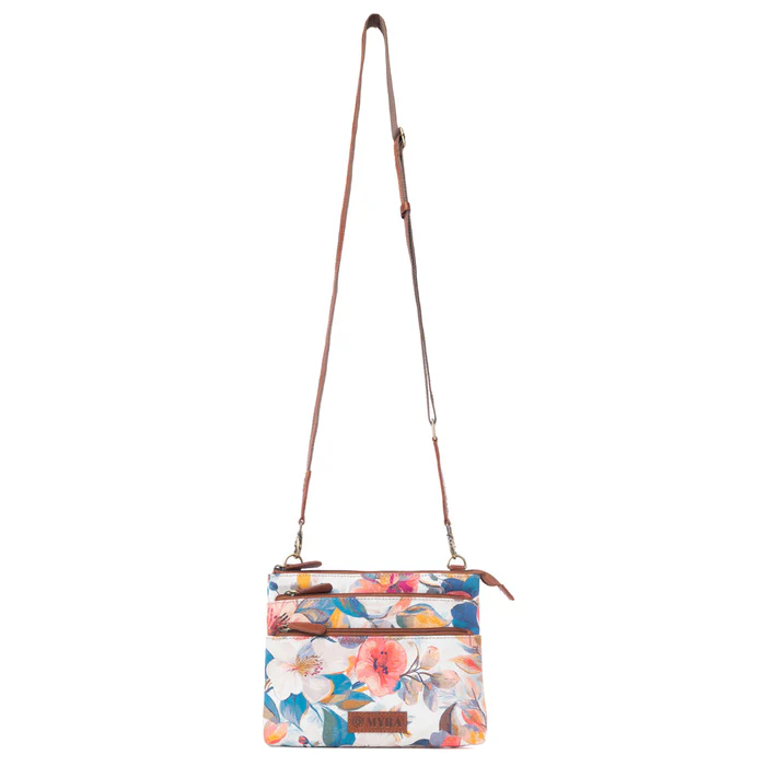 MYRA Maple Ridge Cotton & Leather Crossbody Bag in Painted Ivory