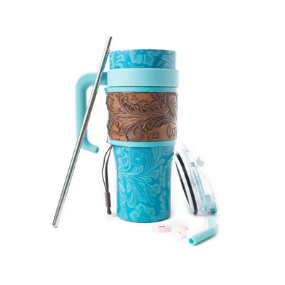 MYRA Wide Wyoming Tumbler In Blue with tooling