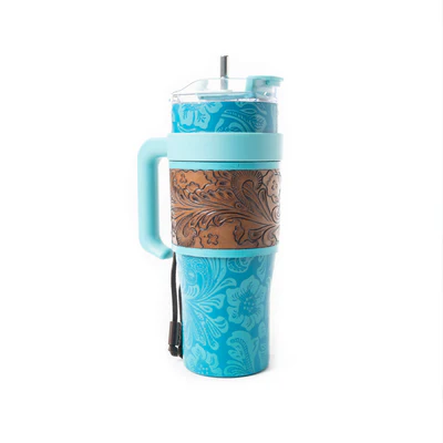 MYRA Wide Wyoming Tumbler In Blue with tooling