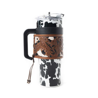 MYRA Wide Wyoming Tumbler in Black and White with Tooling