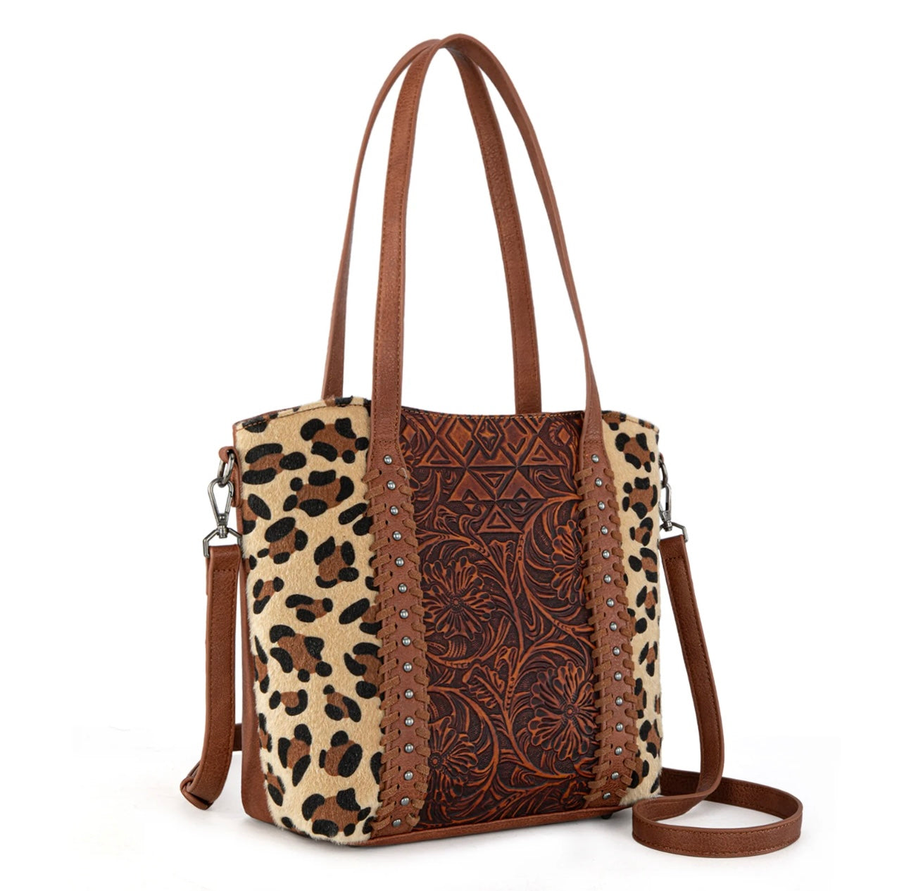 Montana West Tooled Collection Concealed Carry Tote/Crossbody - Leopard