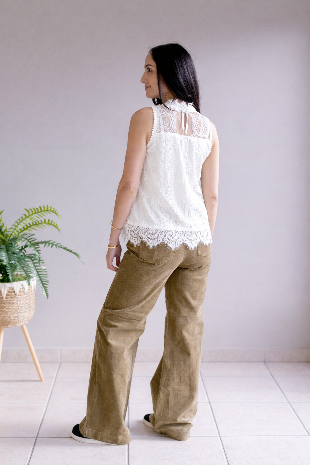 White Birch Spring Whispers Lace Top- White