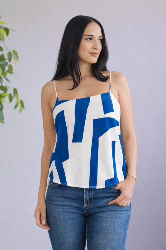 White Birch Misty Geometry Top