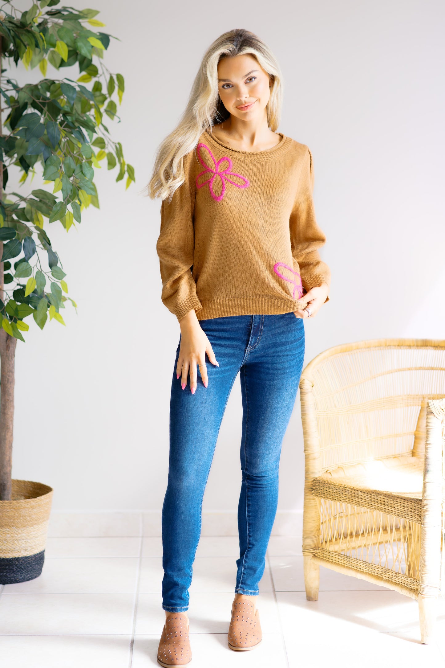 White Birch Falling for Florals Top