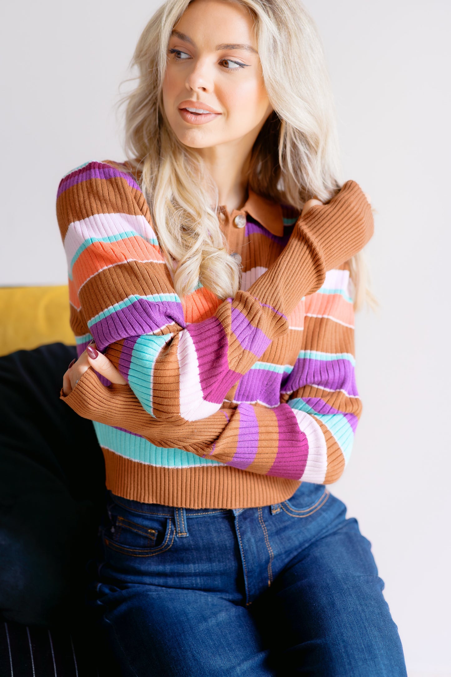 White Birch Enchanted Hues Crop Sweater