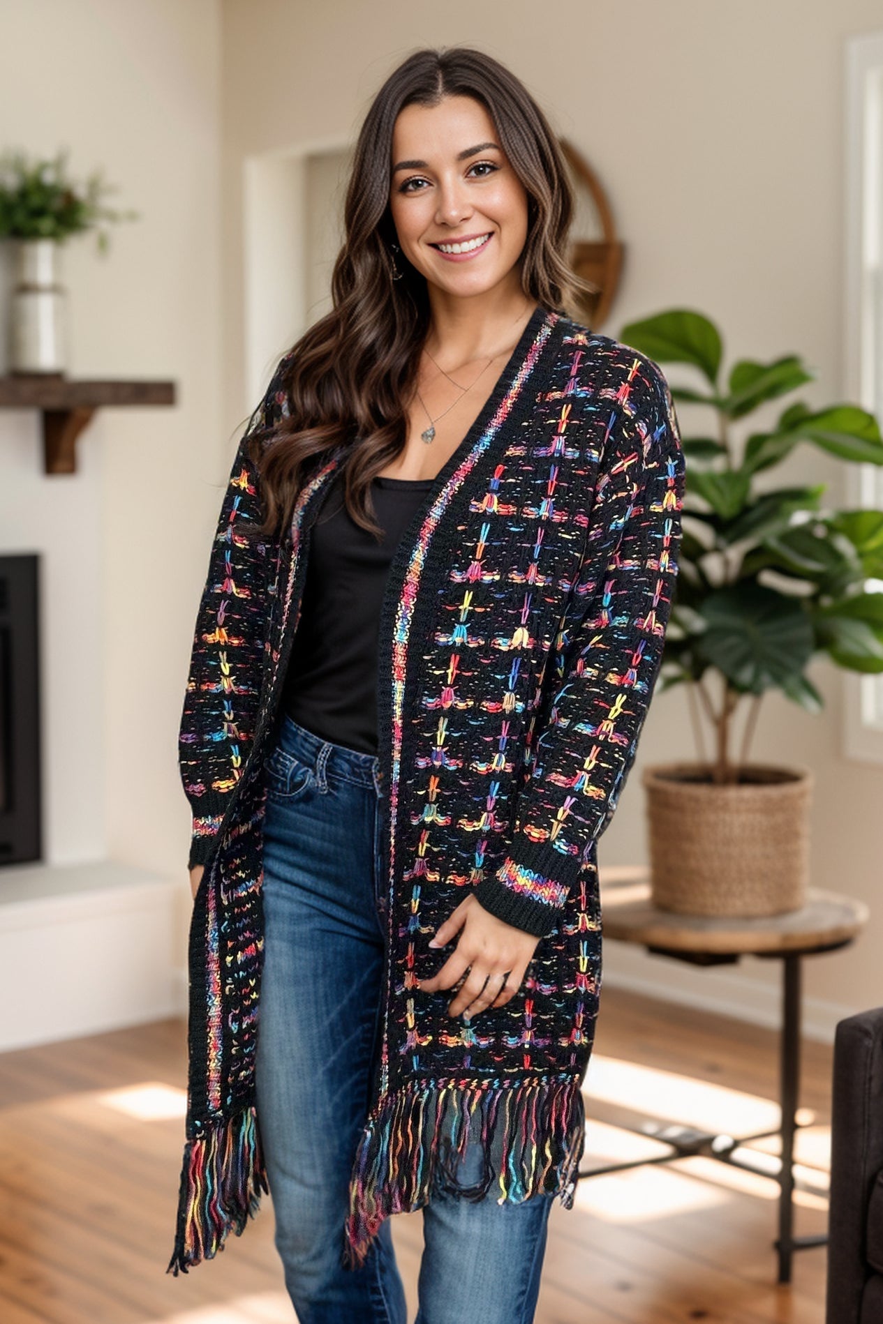 Haptics Neon Wonders - Fringed Cardigan